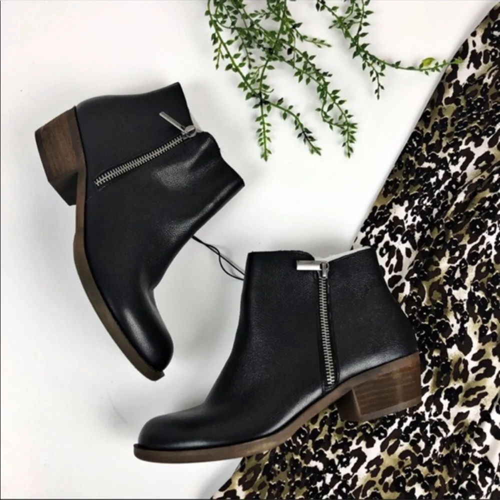 Kensie Ghita Size 6.5 Black Short Ankle Leather Boots
